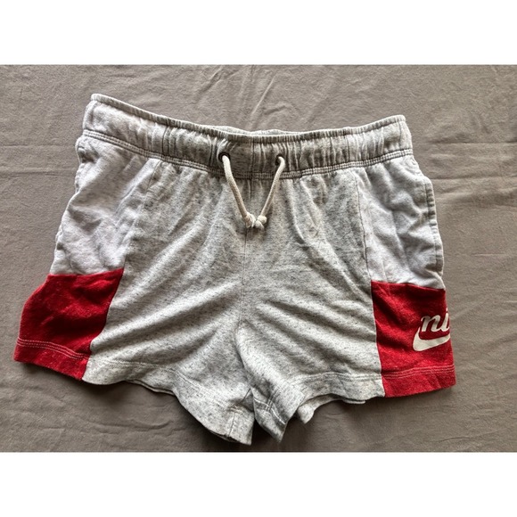 Nike Pants - Nike Sportswear Womens Shorts Grey Red Colorblock Drawstring Size S Small